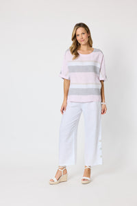 Paros Stripe Top Pink
