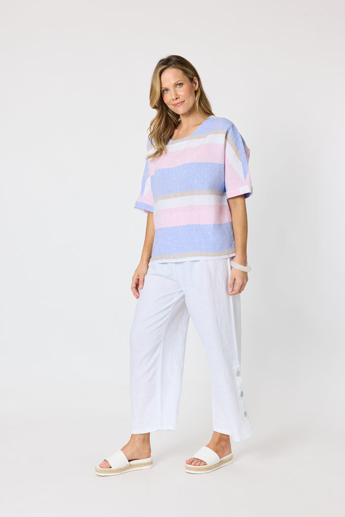 Paros Stripe Top Sky