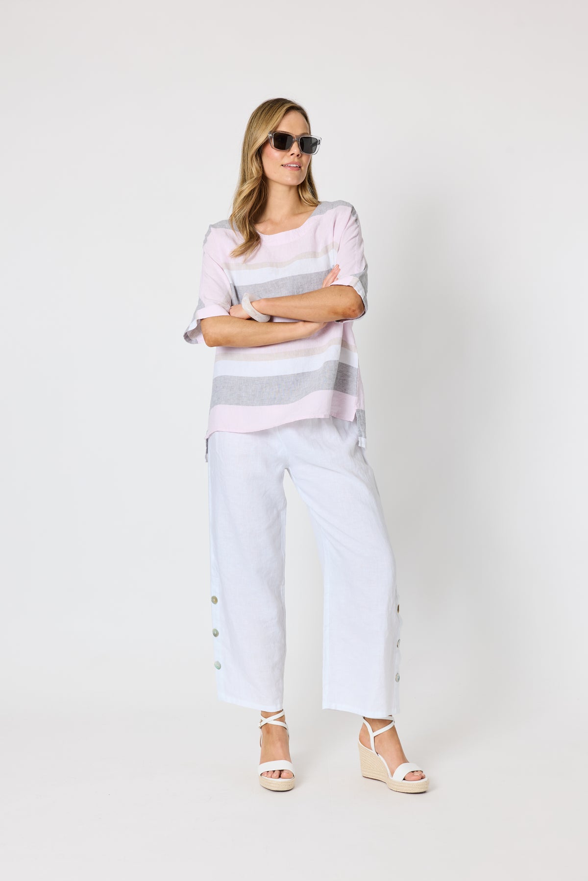 Paros Stripe Top Pink