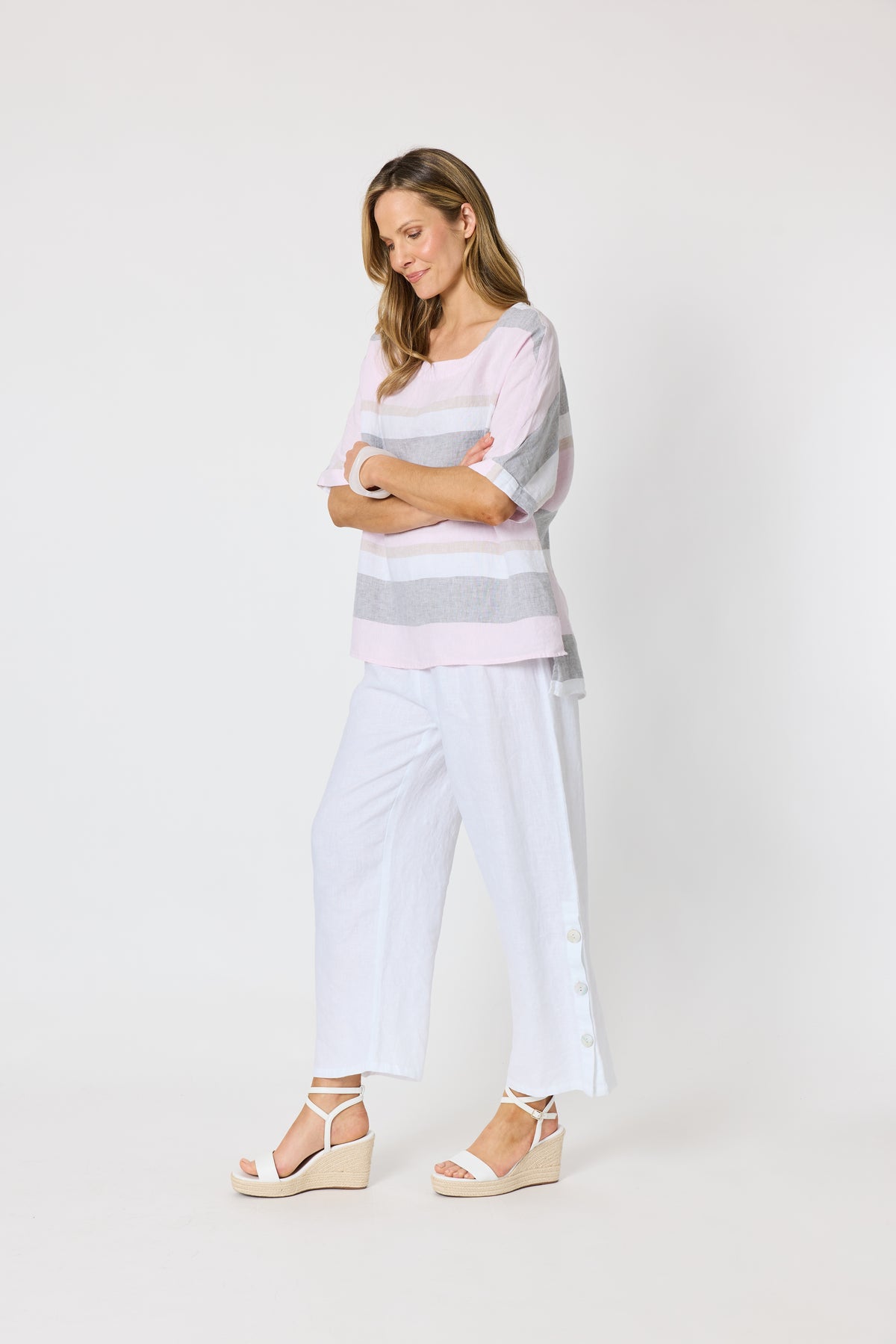 Paros Stripe Top Pink