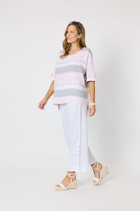 Paros Stripe Top Pink
