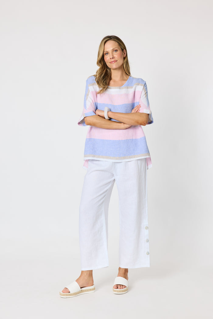 Paros Stripe Top Sky