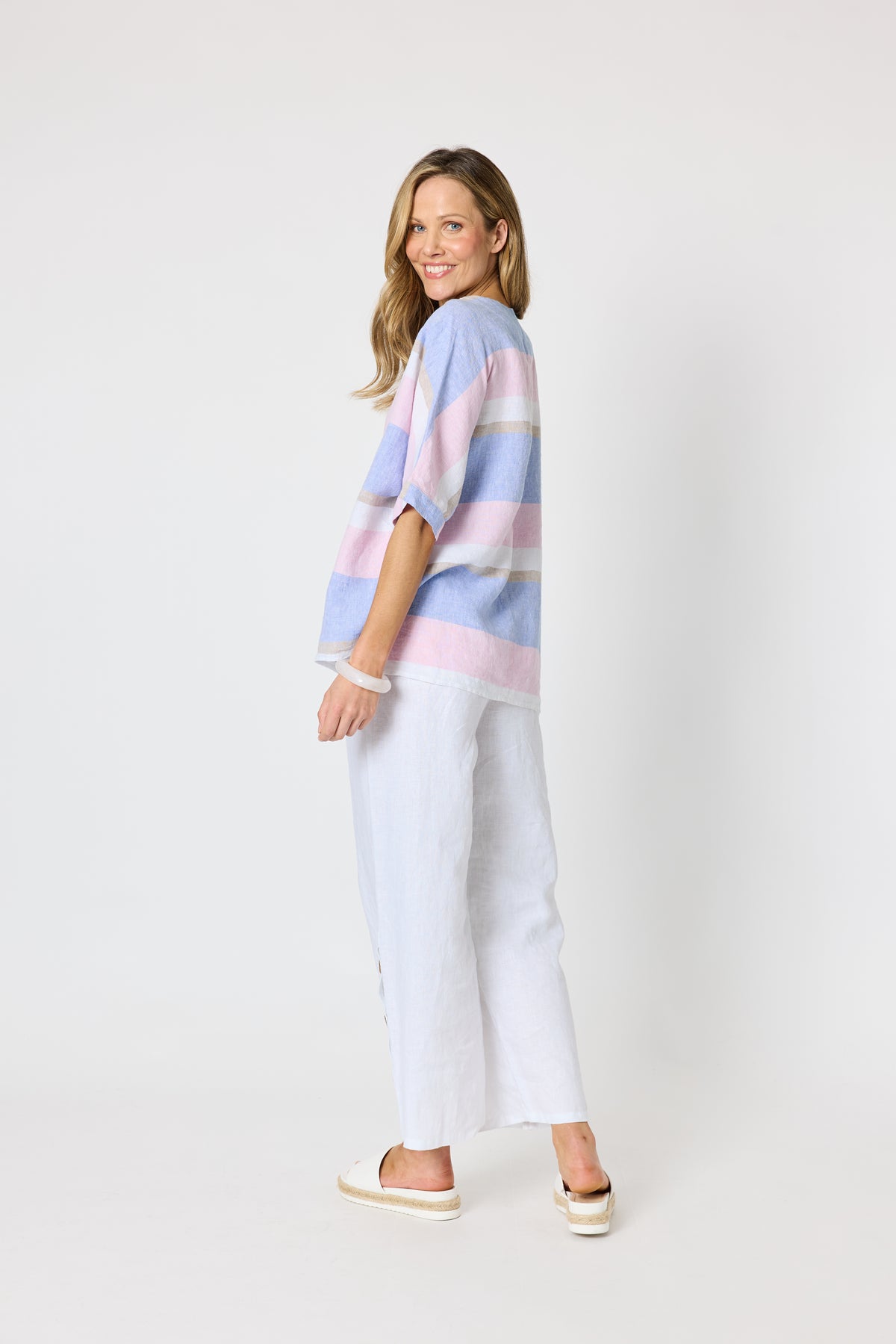 Paros Stripe Top Sky