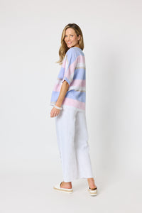 Paros Stripe Top Sky