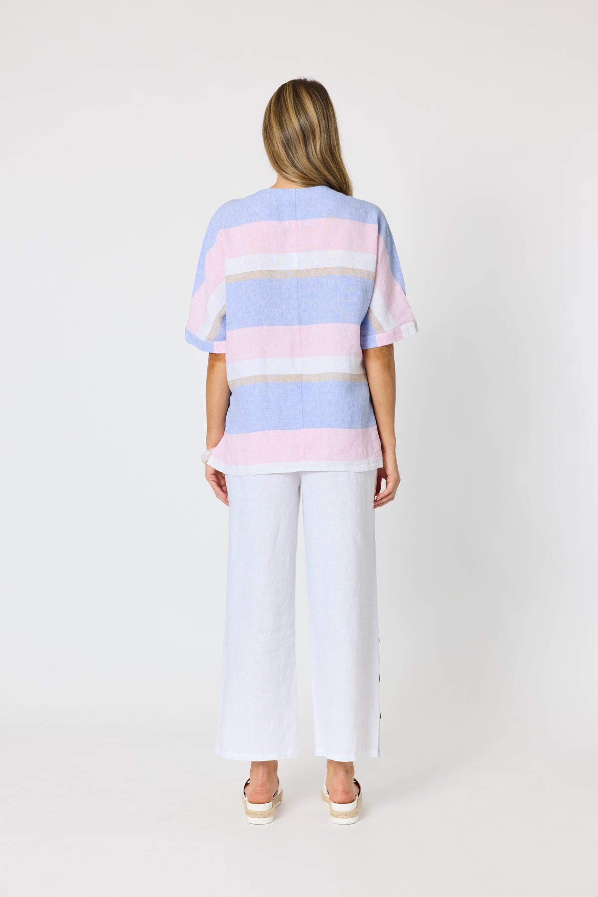 Paros Stripe Top Sky