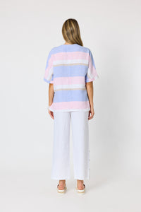 Paros Stripe Top Sky