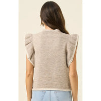 Athena Frill Knit Top Stone