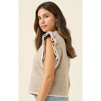 Athena Frill Knit Top Stone
