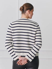 Gabrielle Striped Knit Jacket Ivory