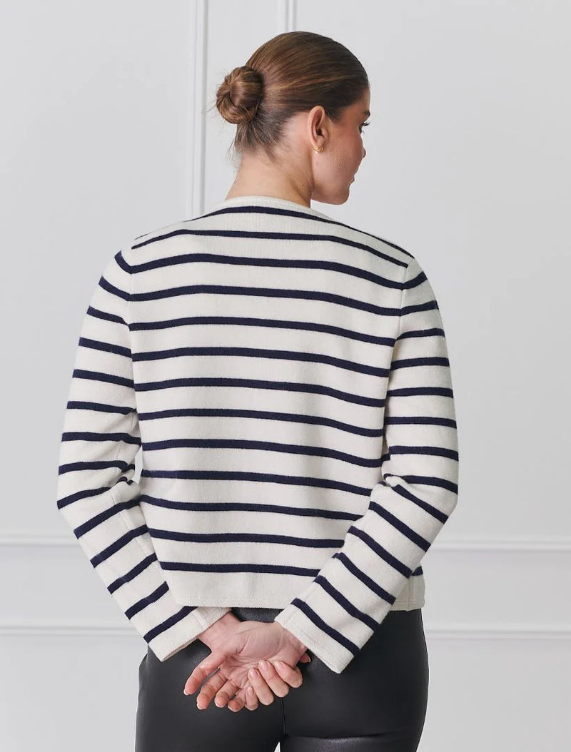 Gabrielle Striped Knit Jacket Ivory