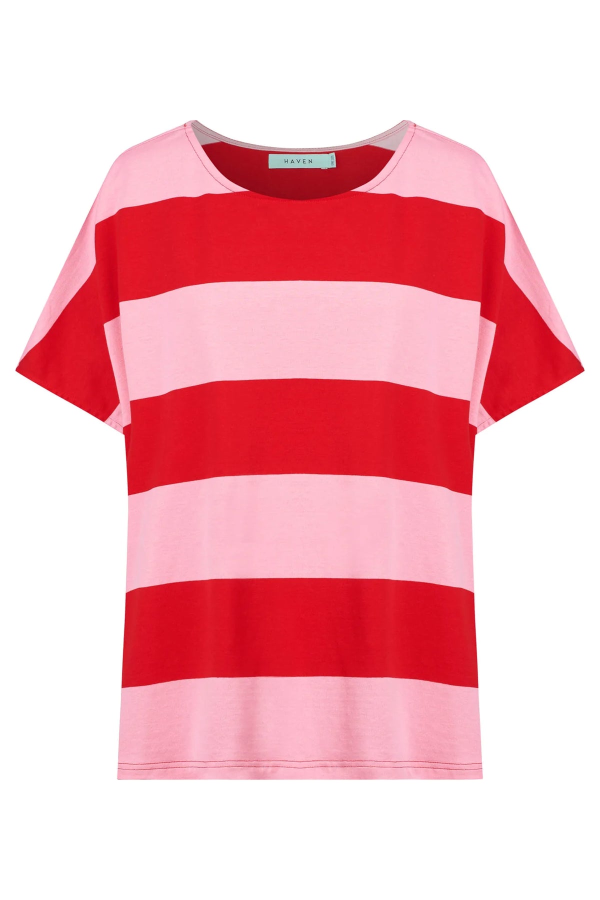 Jardin Stripe Tee Pink Red O/S