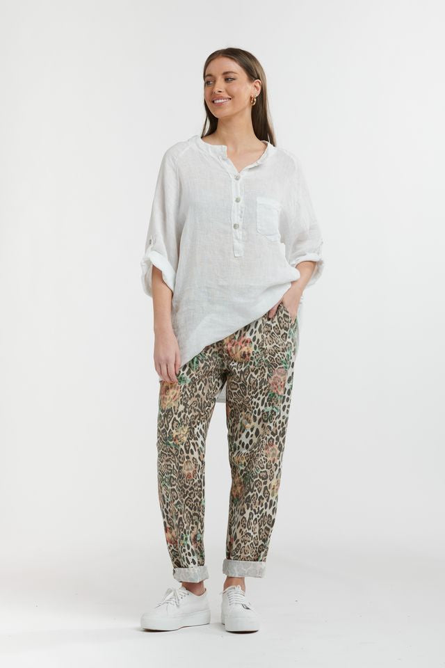 Leo Flowers Pants Beige