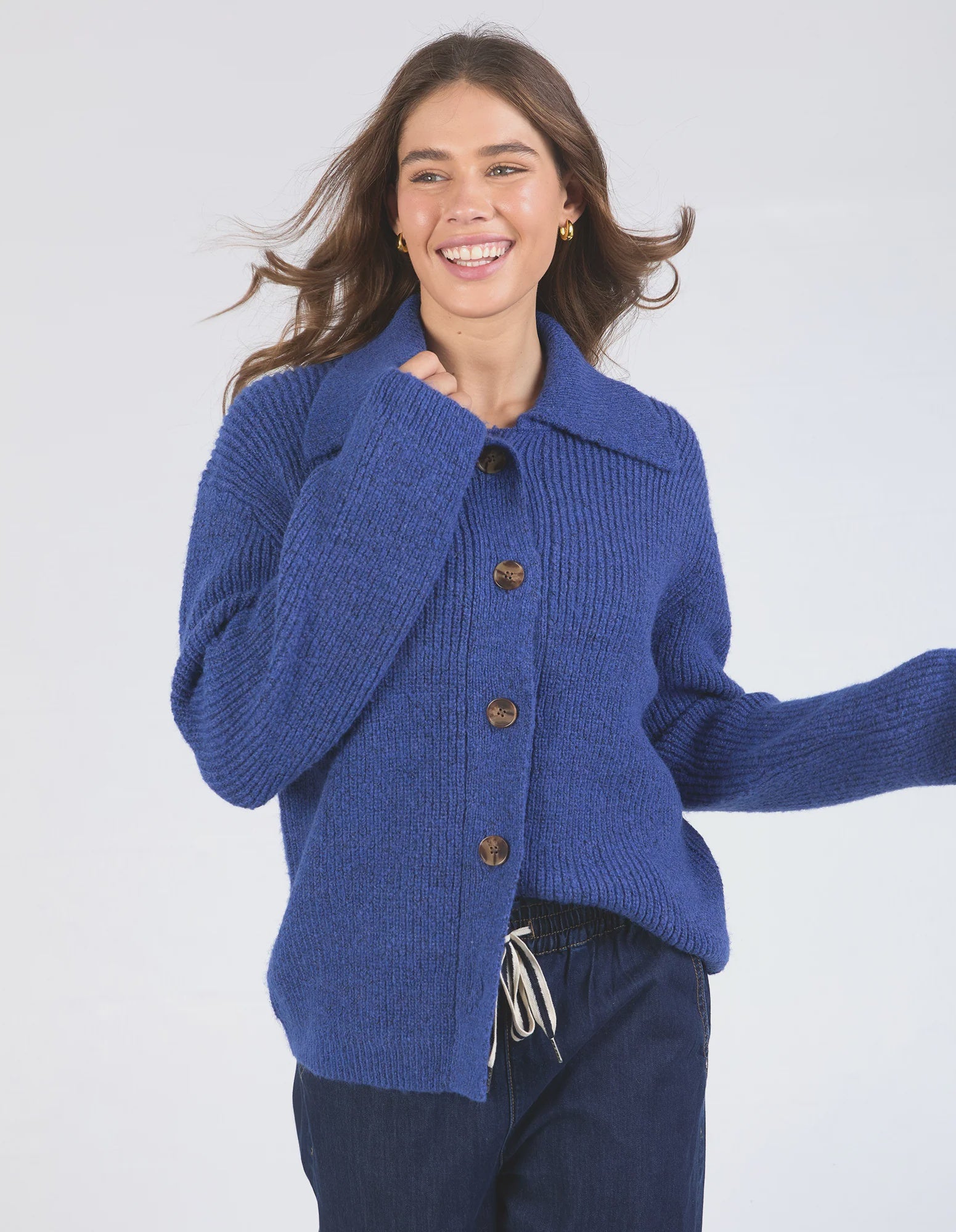 Indy Button Down Cardi Blue – Alamay Toowoomba