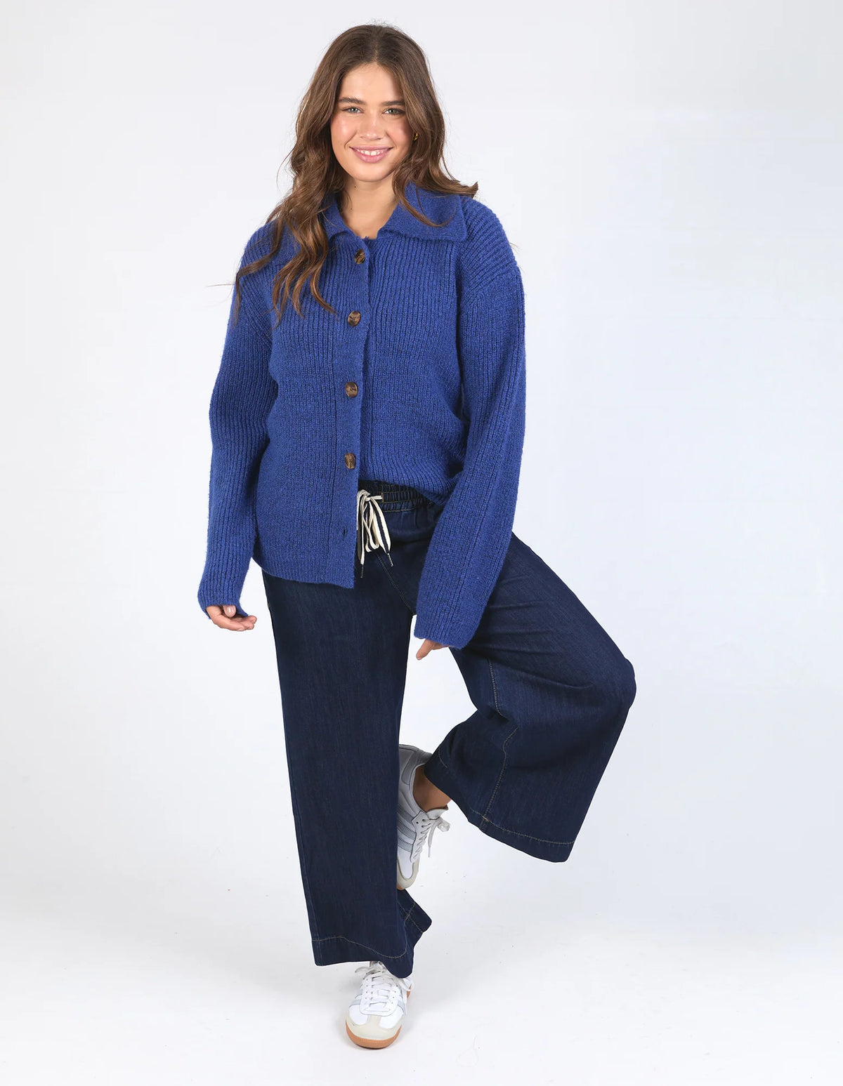 Indy Button Down Cardi Blue