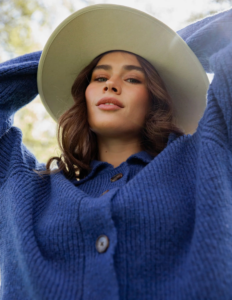 Indy Button Down Cardi Blue