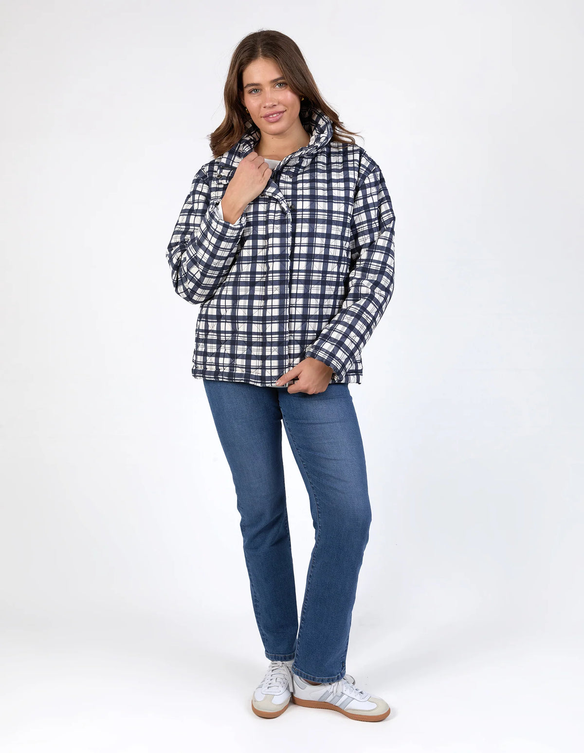 Clea Check Jacket Navy