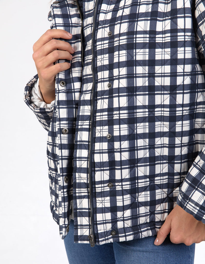 Clea Check Jacket Navy