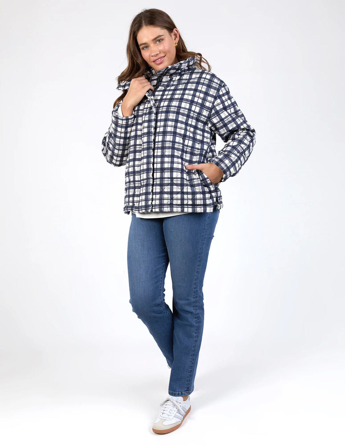 Clea Check Jacket Navy