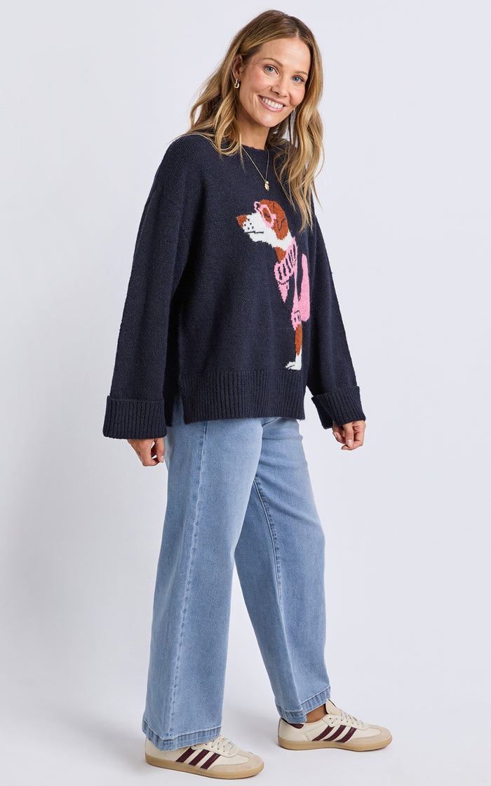 Annie Intersia Knit Navy