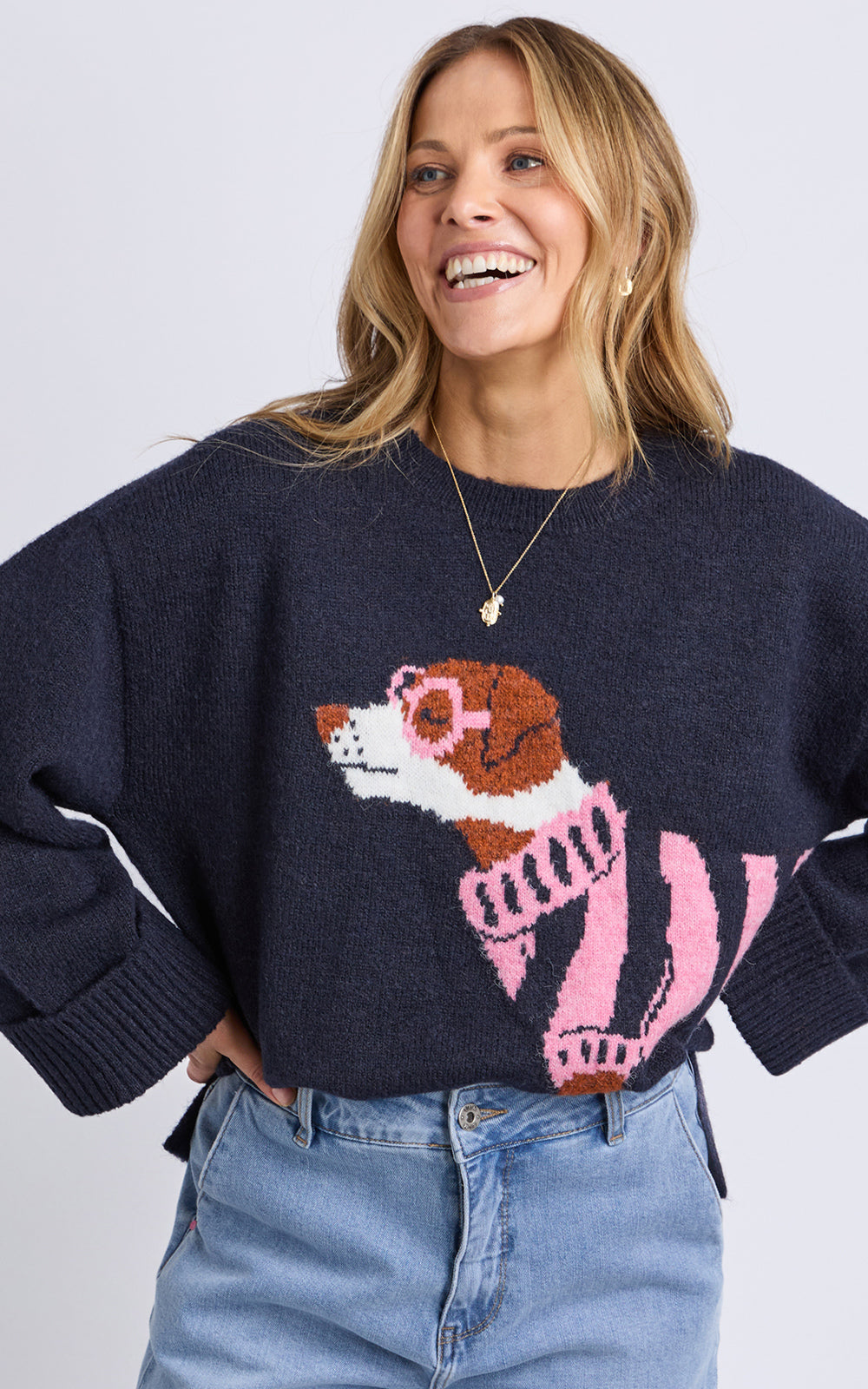 Annie Intersia Knit Navy