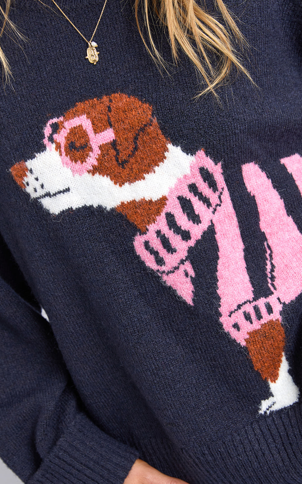 Annie Intersia Knit Navy