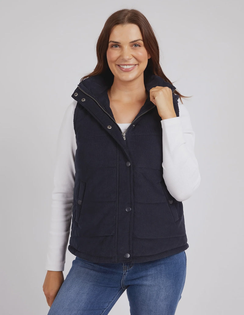 Cord Puffer Vest Navy