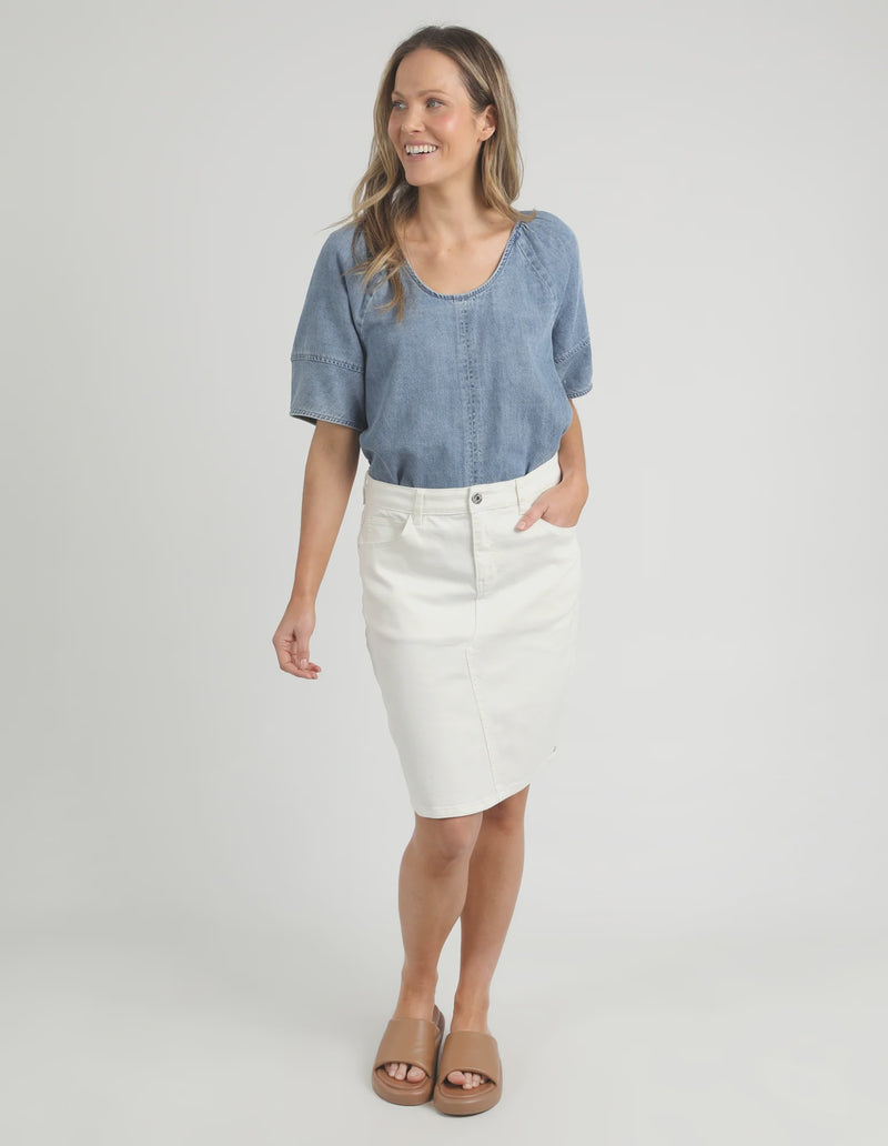 Belle Denim Skirt Vivid White