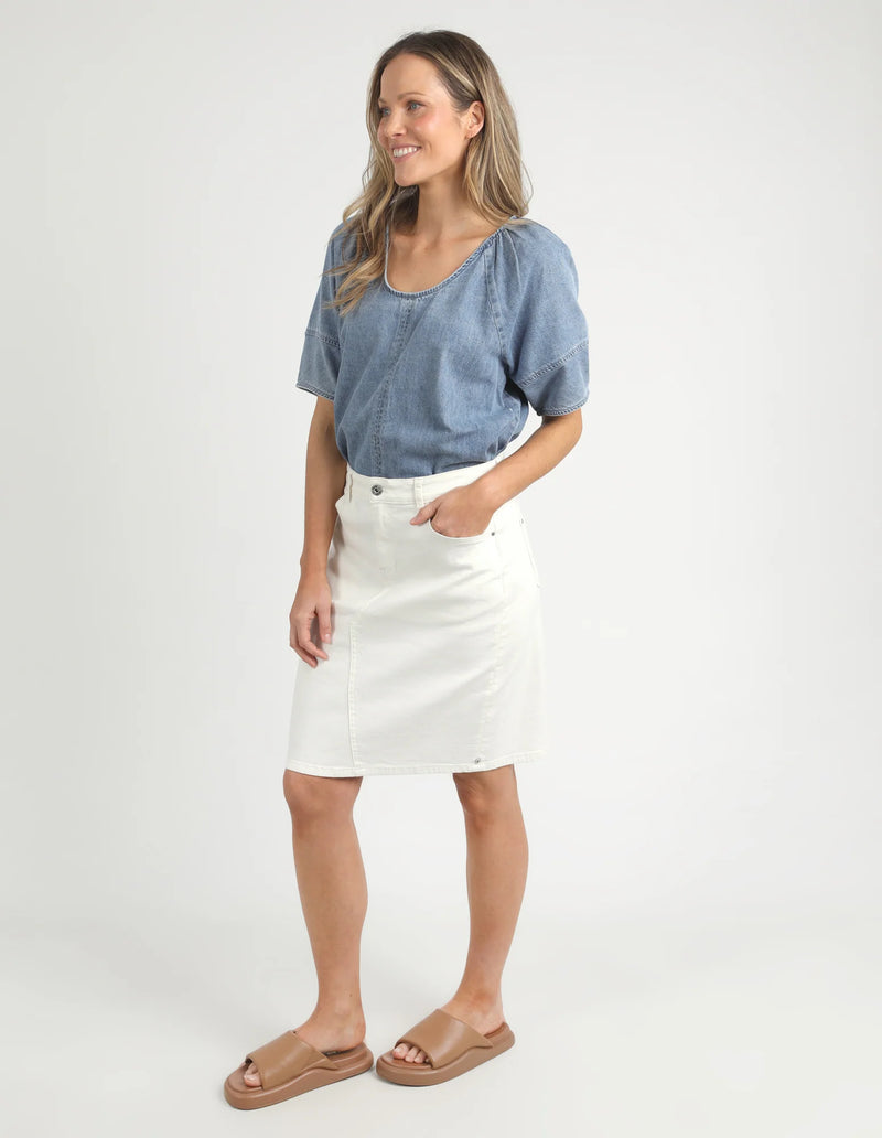 Belle Denim Skirt Vivid White