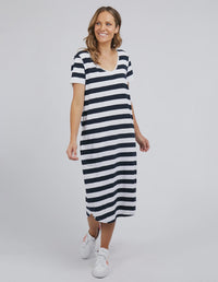 Maeve Midi Dress Navy White Stripe