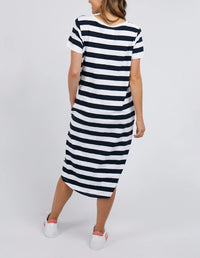 Maeve Midi Dress Navy White Stripe