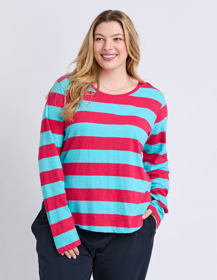 Spritz Stripe L/S Tee Sea