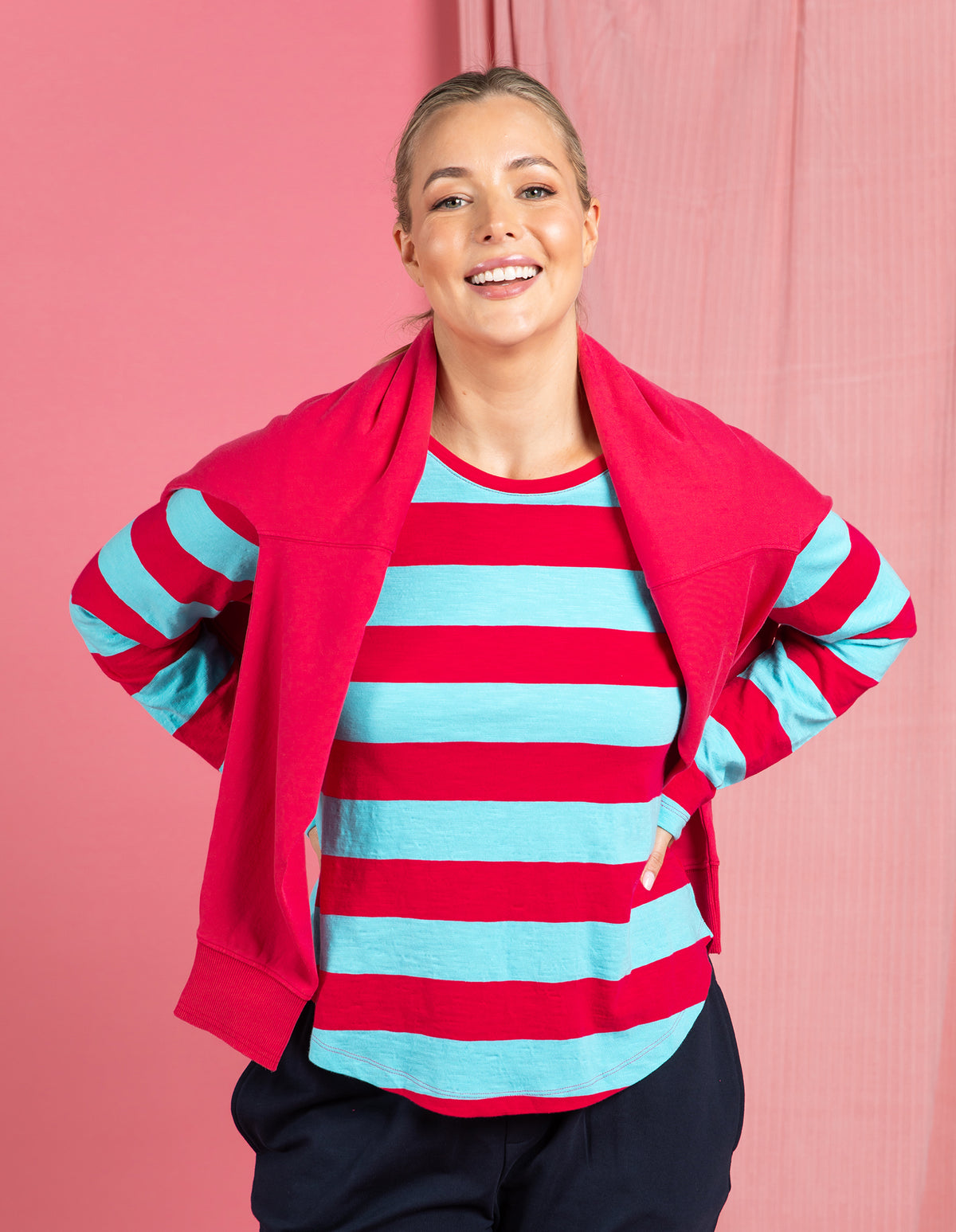 Spritz Stripe L/S Tee Sea