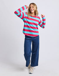Spritz Stripe L/S Tee Sea