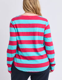 Spritz Stripe L/S Tee Sea