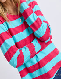 Spritz Stripe L/S Tee Sea
