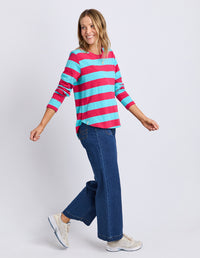 Spritz Stripe L/S Tee Sea