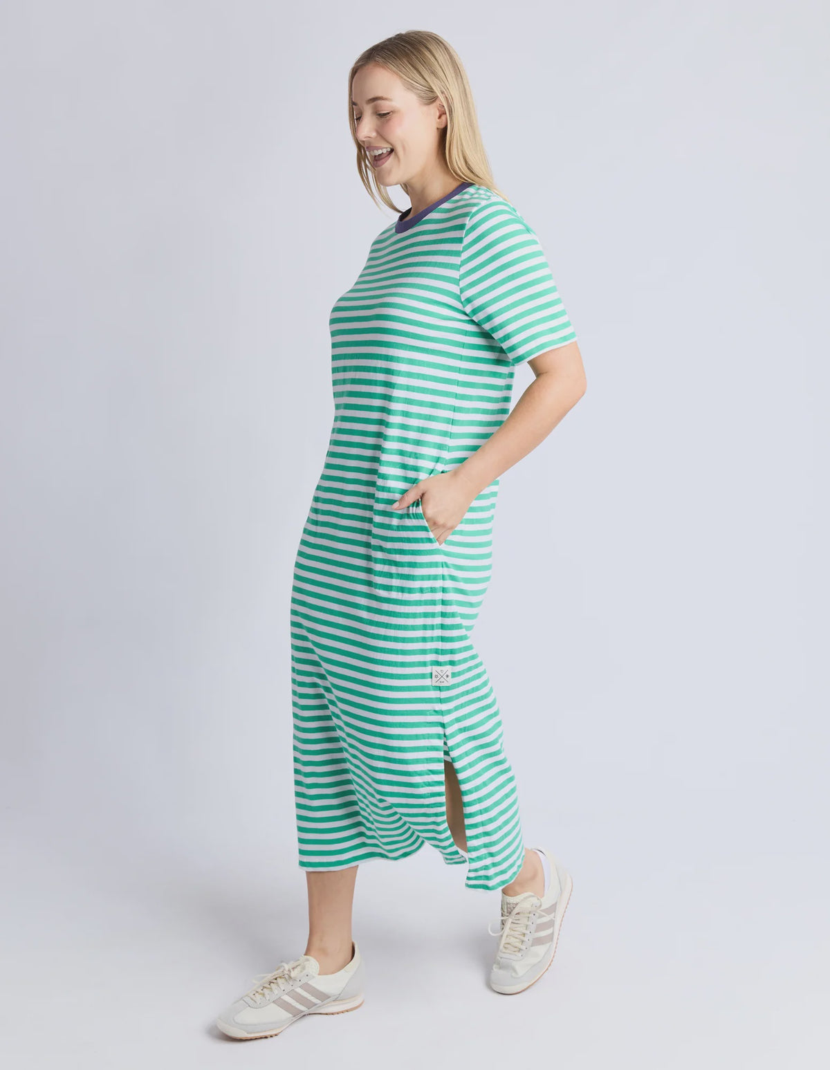 Merry Tee Dress Green Stripe