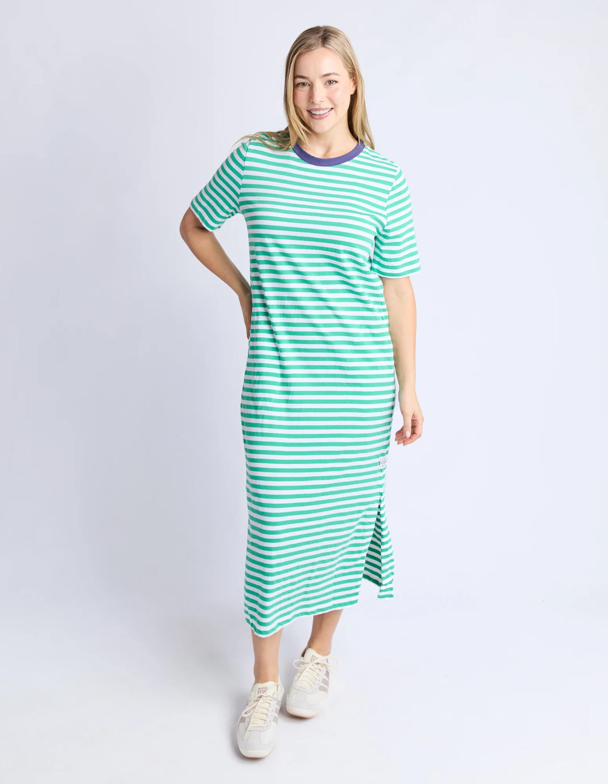 Merry Tee Dress Green Stripe
