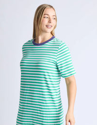 Merry Tee Dress Green Stripe