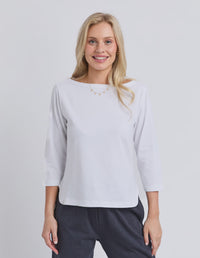 Eliza Boat Neck Tee White