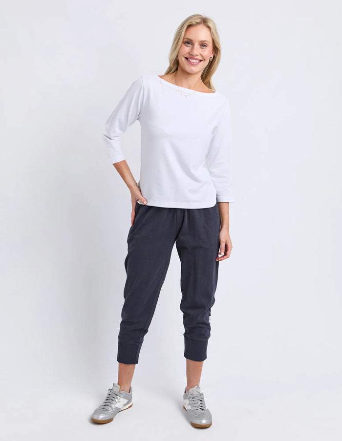 Eliza Boat Neck Tee White