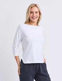 Eliza Boat Neck Tee White