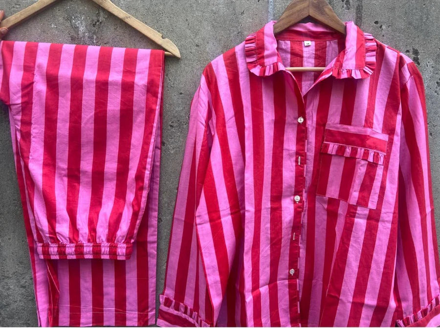Molly Red Pink Stripe PJ Set