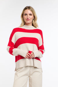 Gracie Angora Stripe Knit Red