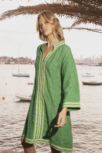 Allegra Midi Linen Dress Green