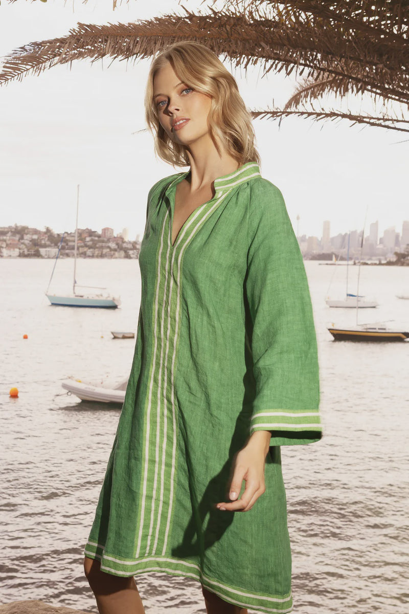 Allegra Midi Linen Dress Green