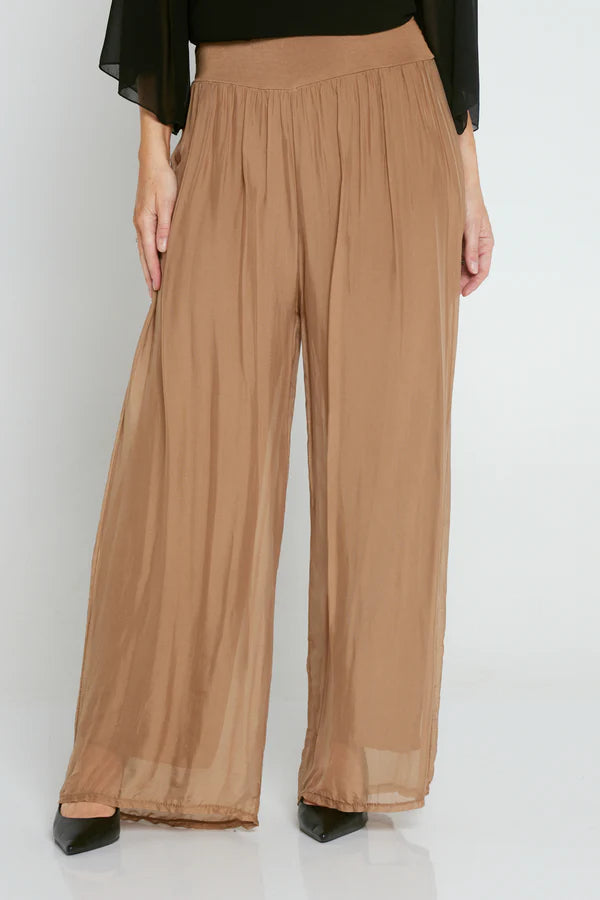 Arlette Silk Pants - Camello