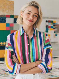 Mia Voile Multi Colour Stripes Shirt