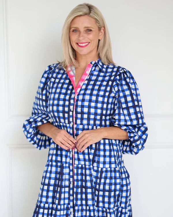 Alice Dress Navy Check