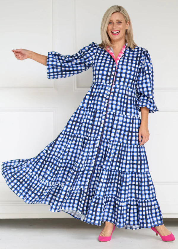 Alice Dress Navy Check